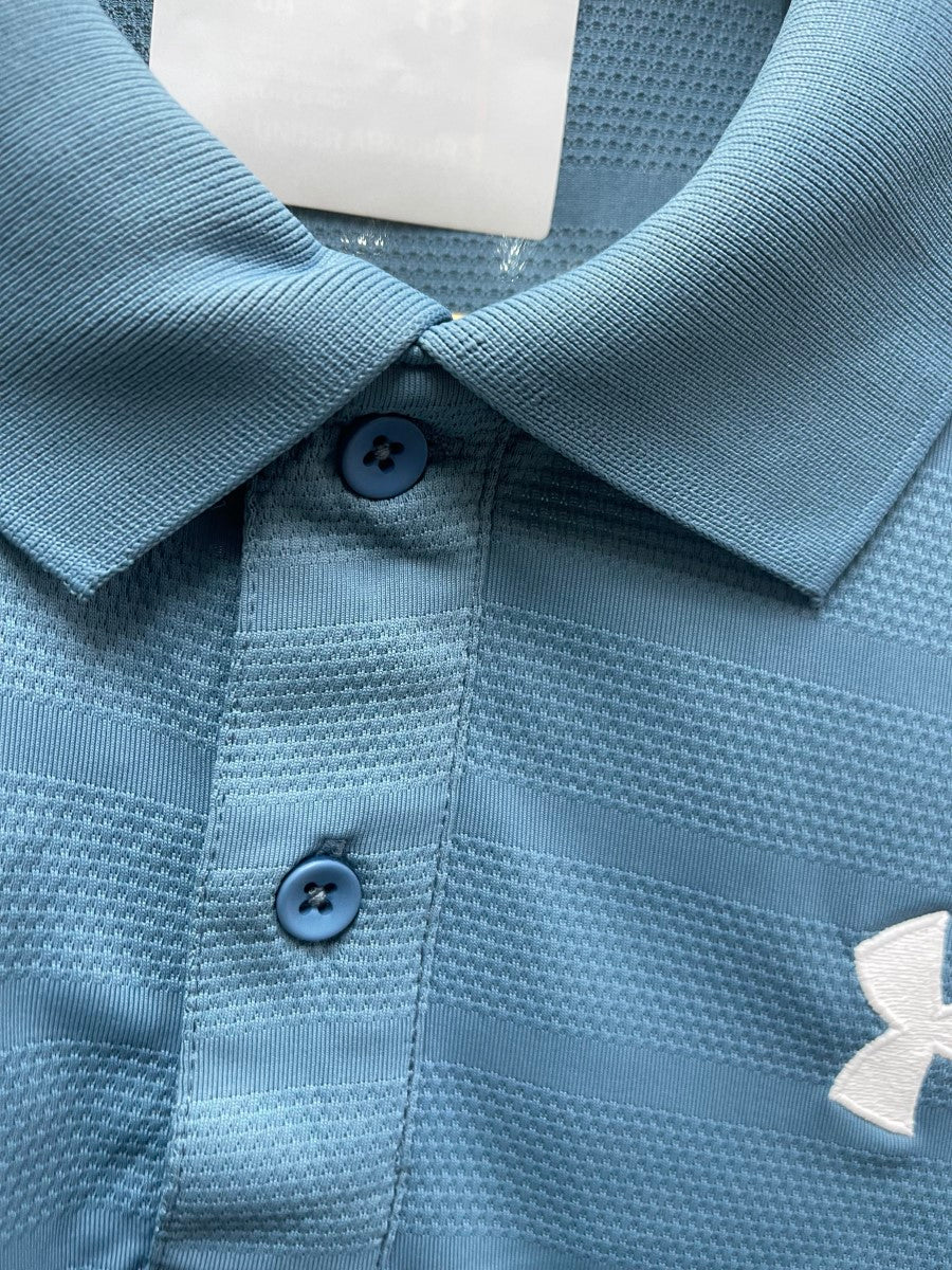 U/A SELF DESG STRIPES POLO DRIFIT T-SHIRT