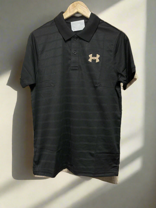 U/A SELF DESG STRIPES POLO DRIFIT T-SHIRT