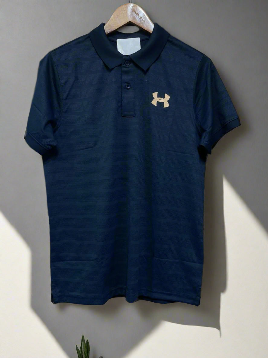 U/A SELF DESG STRIPES POLO DRIFIT T-SHIRT