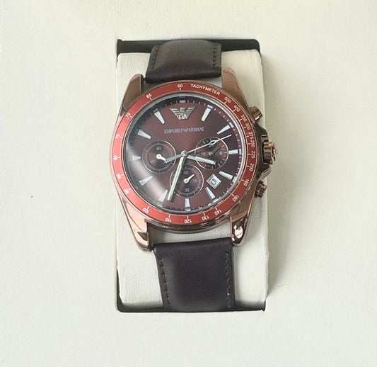 EMP ARMN CHRONO LEATHER STRAP WATCH