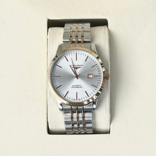 LONGNS DUAL TONE METAL STRAP WATCH