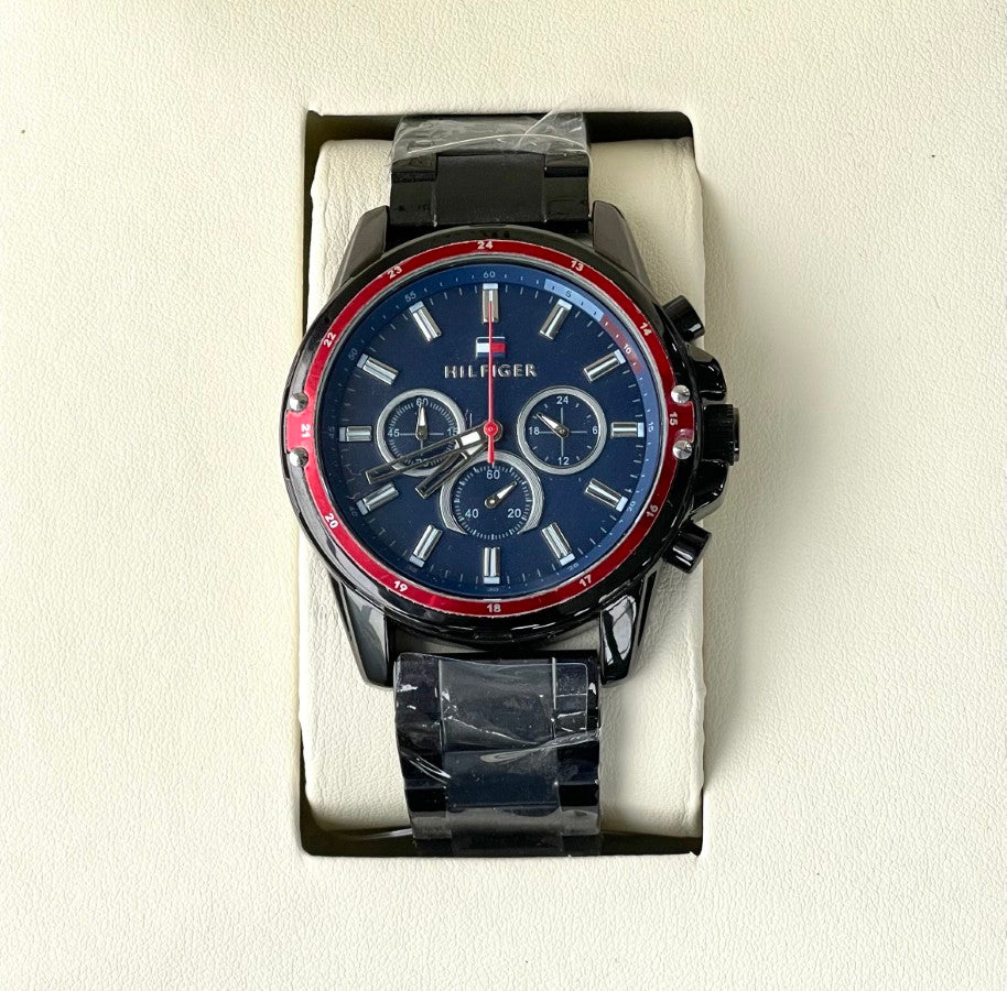 TOMY HLFGR CHRONO METAL STRAP WATCH