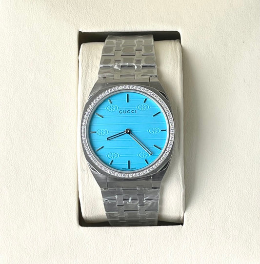 GUCI DIAMOND DIAL METAL STRAP WATCH