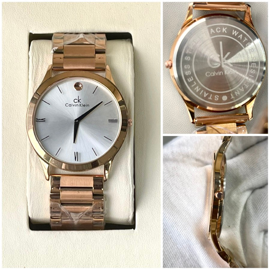 C-K BASIC ROSEGOLD METAL STRAP WATCH
