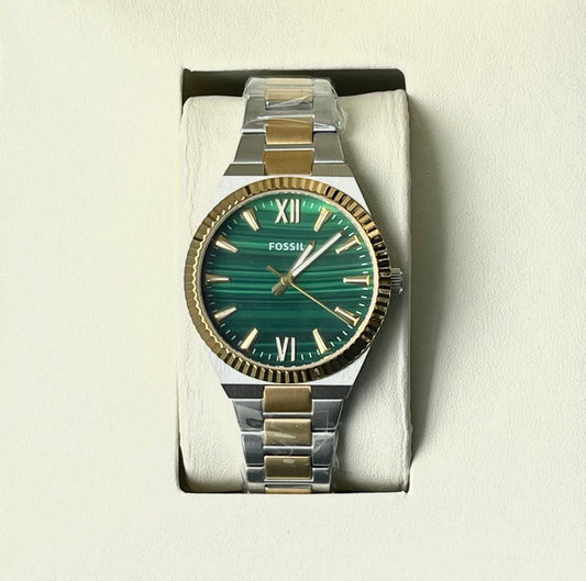 FOSSIL GREEN DIAL DUAL TONE LADIES OG WATCH