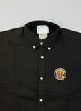 BROKS BRTHRS Black Button-Down Shirt with Crest Logo DESIGNER SHIRTS
