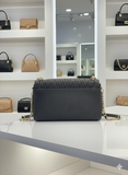 DR/RD BLACK QUILTED FLAP BAG WITH GOLD CHAIN LADIES SLING BAG