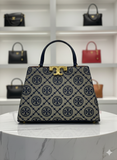 TRY BRUCH SIGNATURE NAVY MONOGRAM TOTE LADIES BAG