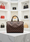 L-V  BROWN DAMIER CHECKERED SATCHEL TOTE LADIES BAG