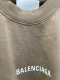 BALNCIG BEIGE/BROWN OMBRE LOGO BACK PINTED ROUND NECK OVERSIZED T-SHIRT