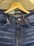 TOM FRD MEN'S DARK INDIGO DENIM WITH WHISKERING STRAIGHT-FIT JEANS