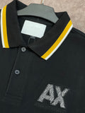 A-X Black with Striped Collar Polo T-Shirt