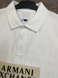 A-X WHITE WITH GRAPHIC LOGO POLO T-SHIRT