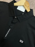 EMP ARMNI IMPORTED BLACK VERTICAL LOGO DETAIL SHIRT