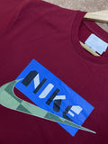 NKE "BLOCK LOGO SWOOSH" OVERSIZED T-SHIRT (Maroon & Tan)