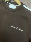A-X BROWN SWEATSHIRT WITH METALLIC LOGO BADGE FULL SLEEVE T-SHIRT