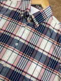 TMY NAVY & PINK PLAID SHIRT – SLIM FIT BUTTON-DOWN – PREPPY CHECK DESIGN OG SHIRT