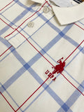 USP A WHITE PLAID CHECK POLO T-SHIRT