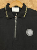 BLMN QUARTER-ZIP EMBELLISHED PIQUE POLO T-SHIRT