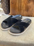 ZRA Suede Cross-Strap leather slipper