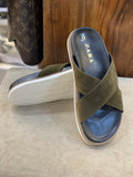 ZRA Suede Cross-Strap leather slipper