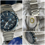 Hugo Boss Grand Prix Blue Dial Chronograph Stainless Steel Watch