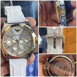Emporio Armani Chronograph Silver Dial Two-Tone Men's Watch