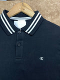 C-K STRIPED COLLAR POLO T-SHIRT