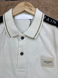 BLMN PARIS LOGO TAPE METALLIC TIPPED PIQUÉ POLO POLO T-SHIRT