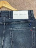 TMY VINTAGE WASH EMBROIDERED FLAG STRAIGHT-FIT JEANS