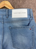 TMY LIGHT WASH EMBROIDERED FLAG STRAIGHT-FIT JEANS