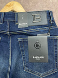 BLMN PARIS METALLIC B EMBLEM VINTAGE WASH STRAIGHT-FIT JEANS