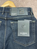 BLMN PARIS METALLIC B EMBLEM DEEP INDIGO STRAIGHT-FIT JEANS