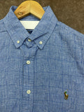 RLP GLEN PLAID LINEN-COTTON BUTTON-DOWN CHECKS SHIRT