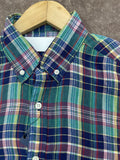 RLP MULTICOLOR MADRAS PLAID LINEN BUTTON-DOWN CHECKS SHIRT
