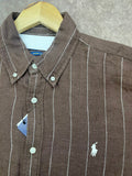 RLP VERTICAL STRIPE LINEN BUTTON-DOWN STRIPE SHIRTS