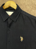 USP A REGULAR FIT SOLID BLACK CASUAL OG SHIRT