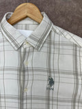 USP A REGULAR FIT WINDOWPANE PLAID LINEN-COTTON CASUAL OG SHIRT