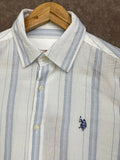 USP A REGULAR FIT TEXTURED STRIPED CASUAL OG SHIRT