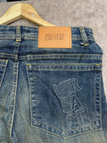 VRSC COUTURE STRAIGHT FIT TINTED VINTAGE WASH EMBROIDERED JEANS