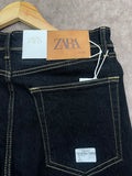 ZRA STRAIGHT FIT CONTRAST-STITCHED RAW BLACK JEANS