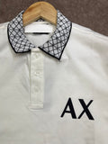 A-X GEOMETRIC PATTERNED COLLAR POLO T-SHIRT