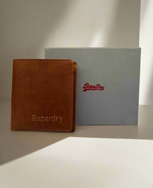 SUPERDRY LEATHER BI FOLD  MENS WALLET