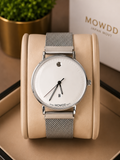 Movado Museum Classic Men’s Watch – White Dial with Silver Mesh Stainless Steel metal Strap