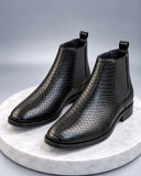Louis Vuitton Men’s Black Croc-Textured Chelsea Ankle Boots