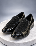 Blue Hills Black Patent Embellished Loafers  Product Description