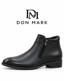 DON MARK Men’s Textured Leather Side-Zip Dress Boots