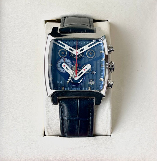 TAG HUER V4 LEATHER STRAP WATCH