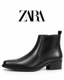 ZARA Heritage Luxe: Buckled Espresso Grain Boots