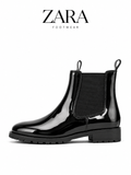 Zara Man Glossy Patent Leather Chelsea  BOOTS